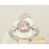 Серебряное кольцо с нанокристаллами и белой эмалью 330064а
